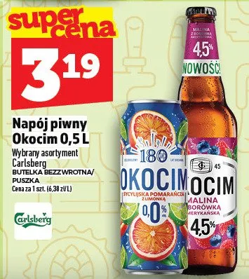 Napój piwny Okocim promocja w TOPAZ