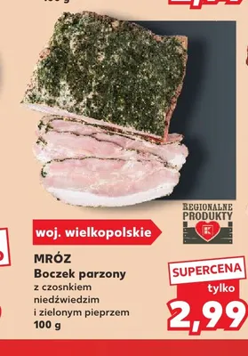 Boczek parzony z czosnkiem niedźwiedzim i zielonym pieprzem Mróz promocja w Kaufland