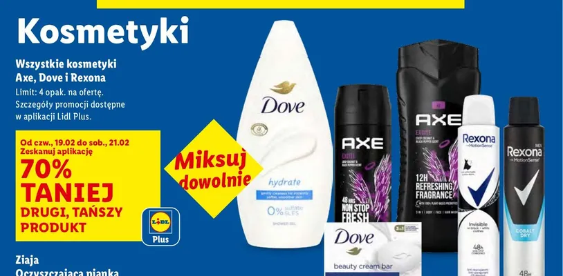 Wszystkie kosmetyki Dove, Axe, Rexona promocja w Lidl