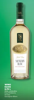 Wino DAOS Sauvignon Blanc białe półsłodkie 0,75 L promocja w Duży Ben