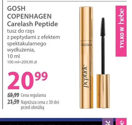 Tusz do rzęs Carelash Peptide z peptydami z efektem spektakularnego wydłużenia GOSH Copenhagen promocja w Hebe