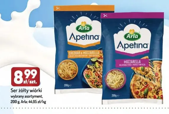 Ser żółty wiórki Cheddar & Mozzarella Arla Apetina promocja w Avita