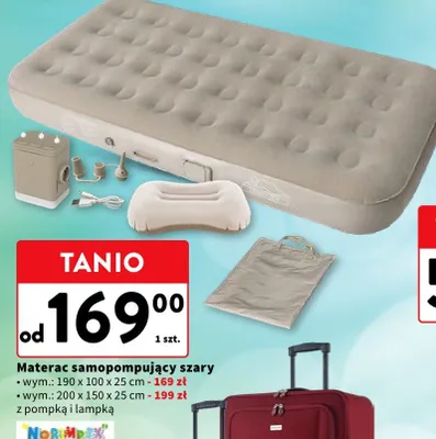 Materac samopompujący szary Norimpex 190x100x25cm promocja w Intermarche
