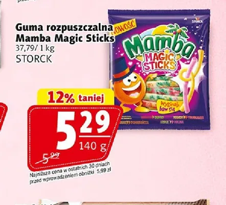 Guma rozpuszczalna Mamba Magic Sticks promocja w Prim Market
