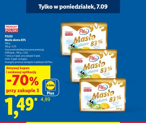 Masło ekstra Pilos 83% promocja w Lidl