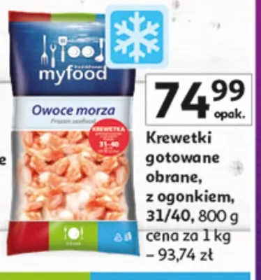 Krewetki gotowane obrane, z ogonem promocja w Auchan
