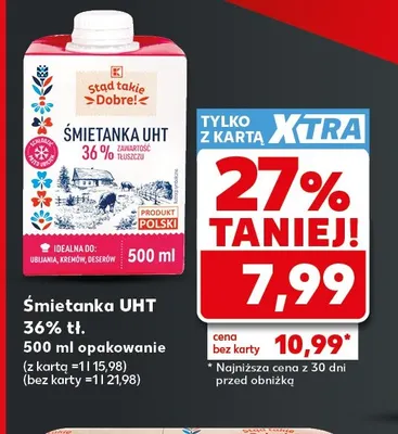 Śmietanka UHT Stąd takie Dobre! 36% promocja w Kaufland
