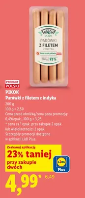 Parówki filetki z indyka Indykpol promocja w Lidl