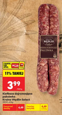 Kiełbasa dojrzewająca palcówka Kraina Wędlin Select promocja w Biedronka