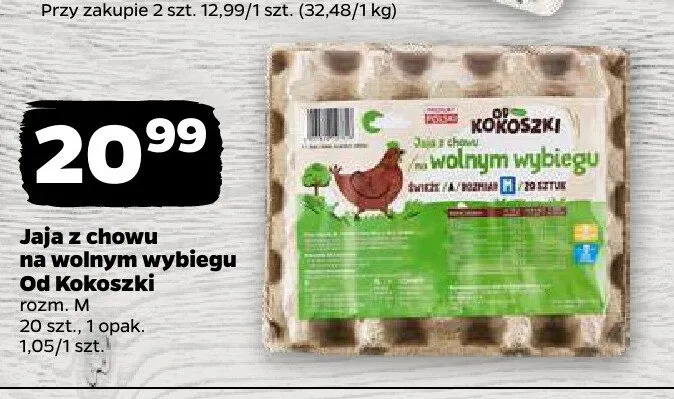 Jaja z chowu na wolnym wybiegu Od Kokoszki rozm. M promocja w Netto