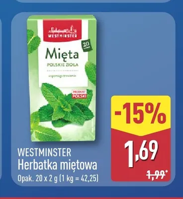 Herbatka miętowa Westminster promocja w Aldi