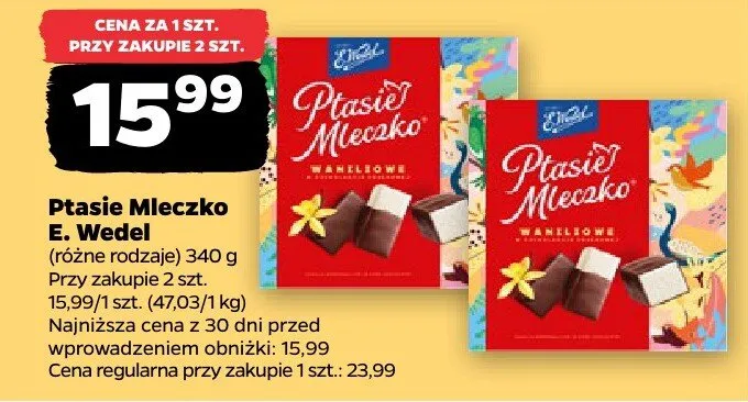 Ptasie Mleczko różne rodzaje promocja w Netto