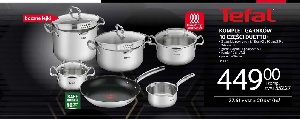 Komplet garnków 10 części Duetto+ Tefal promocja w Selgros