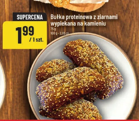 Bułka proteinowa z ziarnami wypiekana na kamieniu promocja w POLOmarket