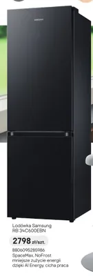 Lodówka Samsung RB 34C600EBN SpaceMax NoFrost mniejsze zużycie energii dzięki AI Energy cicha praca promocja w Castorama