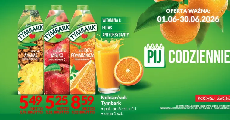 Sok 100% Tymbark Jabłko promocja w Makro