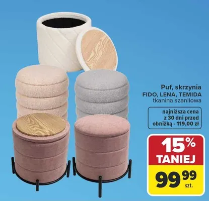 Puf skrzynia FIDO tkanina szanilowa promocja w Carrefour