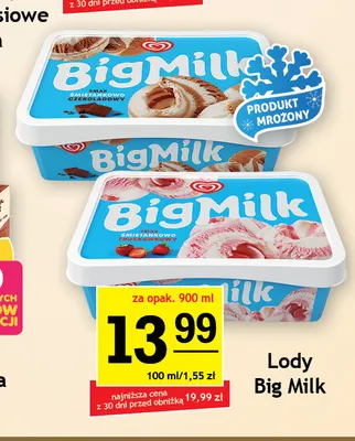 Lody Big Milk śmietankowo-czekoladowe promocja w Gram Market