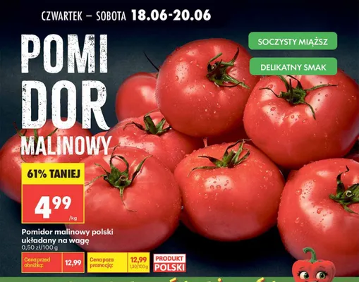 Pomidor malinowy polski układany na wagę promocja w Biedronka