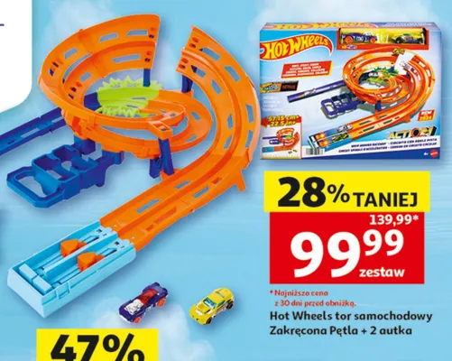 Tor samochodowy Hot Wheels Zakręcona Pętla + 2 autka promocja w Auchan