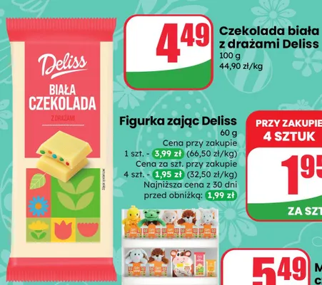 Czekolada biała z drażami promocja w Dino