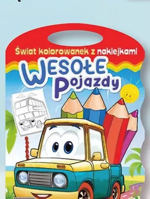 Kolorowanka Wesołe Pojazdy Świat kolorowanek z naklejkami promocja w Biedronka