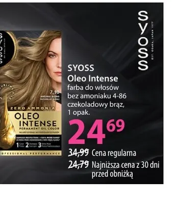 Farba do włosów bez amoniaku 4-86 czekoladowy brąz Oleo Intense Syoss promocja w Hebe