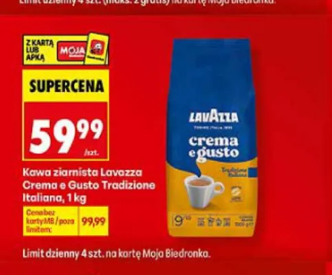 Kawa ziarnista Crema e gusto Tradizione Italiana Lavazza promocja w Biedronka