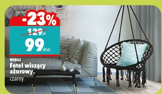 Fotel wiszący ażurowy czarny promocja w Biedronka Home