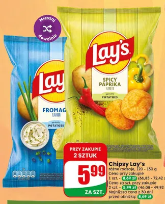 Chipsy Lay's Spicy Paprika promocja w Dino