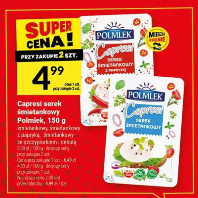 Capresi serek śmietankowy Polmlek promocja w Twój Market