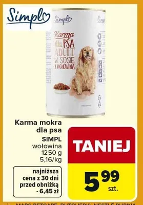 Karma mokra dla psa wołowina promocja w Carrefour