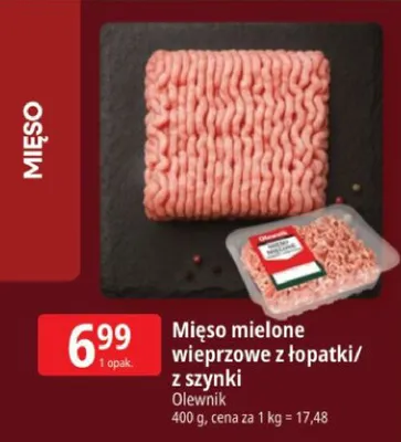 Mięso mielone wieprzowe z szynki Olewnik promocja w Leclerc