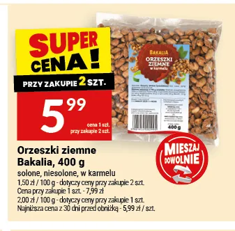 Orzeszki ziemne niesolone Bakalia promocja w Twój Market