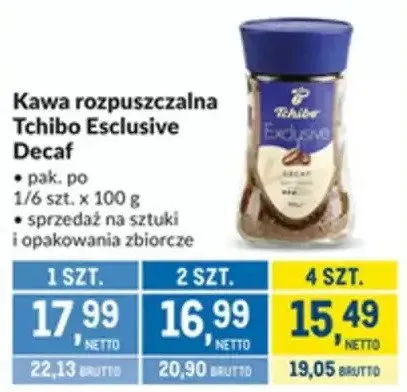 Kawa rozpuszczalna Tchibo Esclusive Decaf promocja w Makro