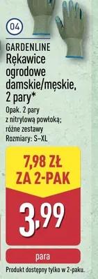 Rękawice ogrodowe damskie/męskie, 2 pary promocja w Aldi