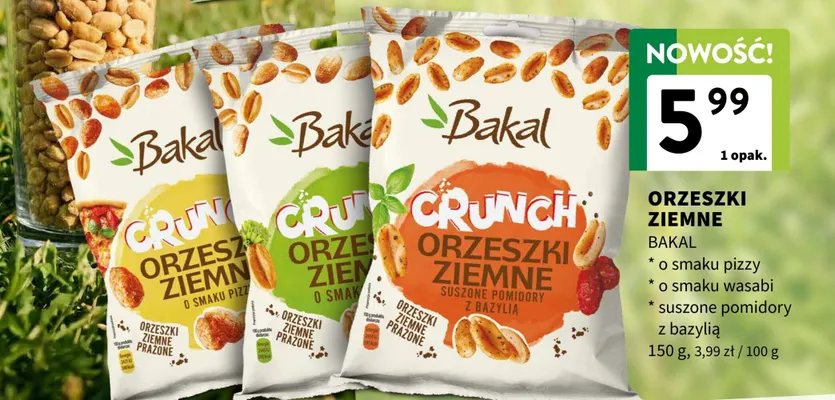 Orzeszki ziemne Crunch Bakal suszone pomidory z bazylią promocja w Intermarche