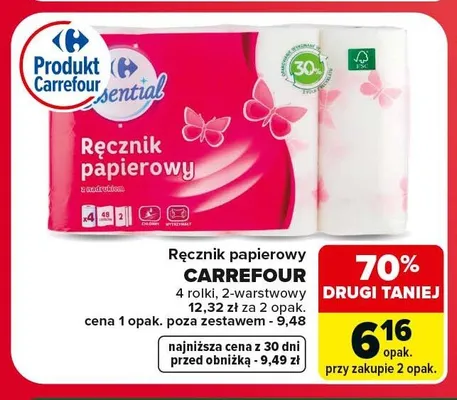Ręcznik papierowy Carrefour Essential promocja w Carrefour Market