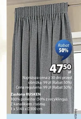 Zasłona Rusken 140x300 cm promocja w Jysk