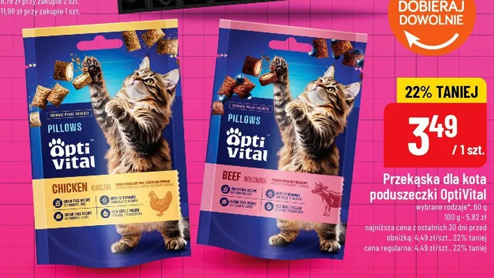 Przekąska dla kota poduszeczki OptiVital Chicken promocja w POLOmarket