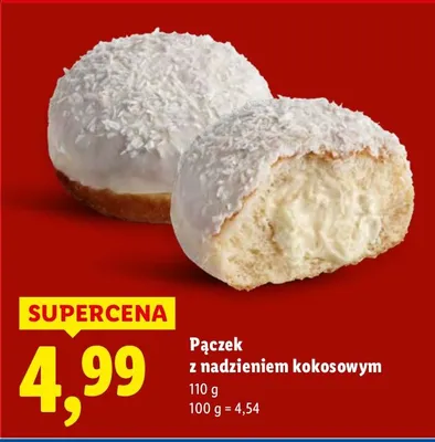 Pączek z nadzieniem kokosowym PIEKARNIA W SERCU LIDLA promocja w Lidl