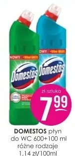 Płyn do WC 600+100 ml różne rodzaje 1.14 zł/100ml Domestos promocja w Drogerie Jasmin