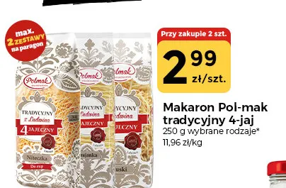 Makaron Pol-mak tradycyjny 4-jaj promocja w Społem Częstochowa