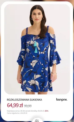 Rozkloszowana sukienka Bonprix promocja w bonprix