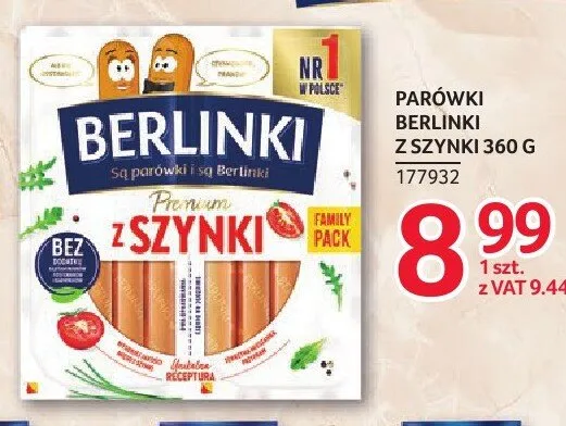 Parówki Berlinki z szynki promocja w Selgros