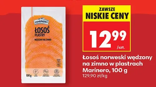 Łosoś norweski wędzony na zimno w plastrach Marinero promocja w Biedronka