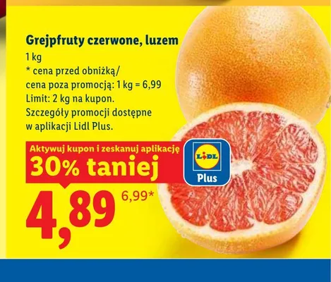 Grejpfruty czerwone luzem promocja w Lidl