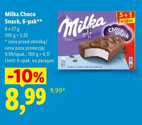 Batonik Milka Choco Snack 6-pak promocja w Lidl