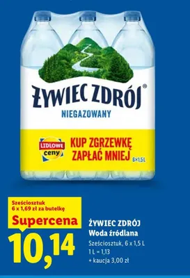 Woda źródlana Żywiec Zdrój niegazowana 6-pak promocja w Lidl