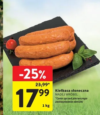 Kiełbasa słoneczna Madej Wróbel promocja w Intermarche